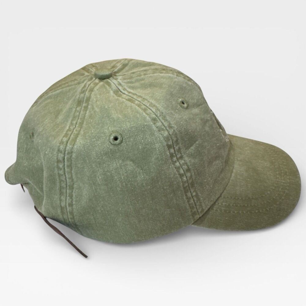 Jekyll Island Georgia NWOT Olive Green Strapback Hat Adams Leather Strap Dad Cap - Picture 10 of 10